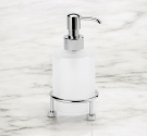 Dispenser porta sapone liquido linea minimal in vetro satinato e pompetta in ottone anti ruggine accessori made in Italy qualità