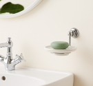 Accessory soap holder wall-furnishings, bathroom furnishings, high-quality artisan product-classic collection bathroom-chrome