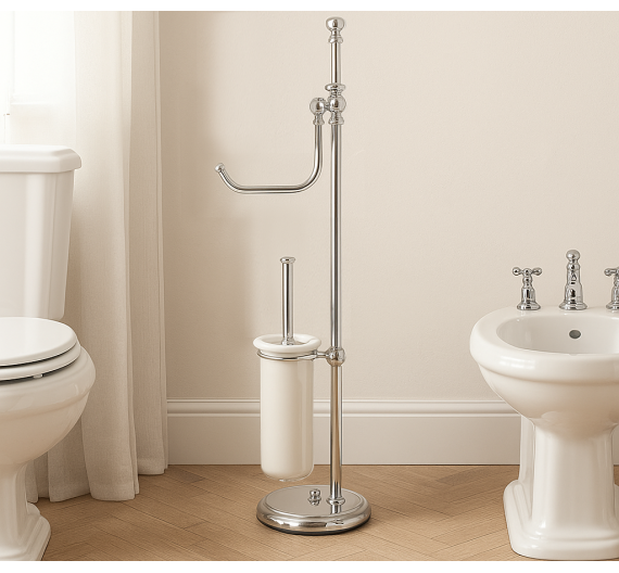 - Standing bathroom toilet brush holder in frosted glass and the door card from the classic - LINE SPRING