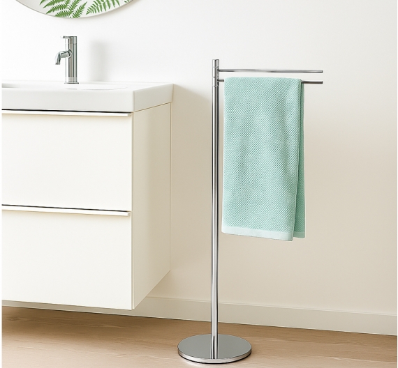 Piantana porta asciugamani bagno due aste ditte che ruotano massima solidità e garanzia anti ruggine piantane made in Italy