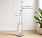 Piantana classica per arredare il bagno scopino in ceramica porta carta e porta asciugamani bidet in ottone cromo anti ruggine
