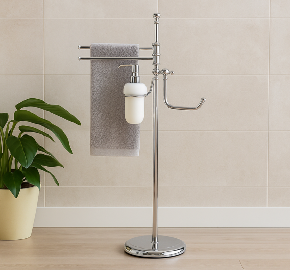 Jardinière rétro de modèle de salle de bains complète avec la porte en papier, tiges roulantes pour des lingettes de bidet et
