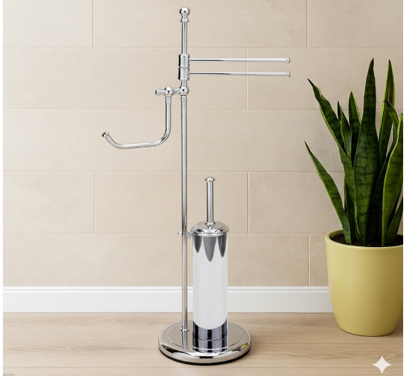 Standing from the floor for bathroom with toilet brush holder, roll and towels bidet - product high quality brass English style