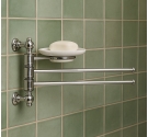 Porta salviette da bidet stile classico due aste dritte completo di porta sapone in ceramica bianca arredo bagno a parete