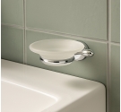 Soap holder bath chrome plated brass and frosted glass-mounting wall-anchors and screws 