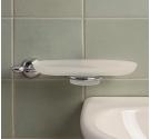 porta saponetta in vetro satinato e supporto cromato per arredare e organizzare il bagno - design e qualità idearredobagno