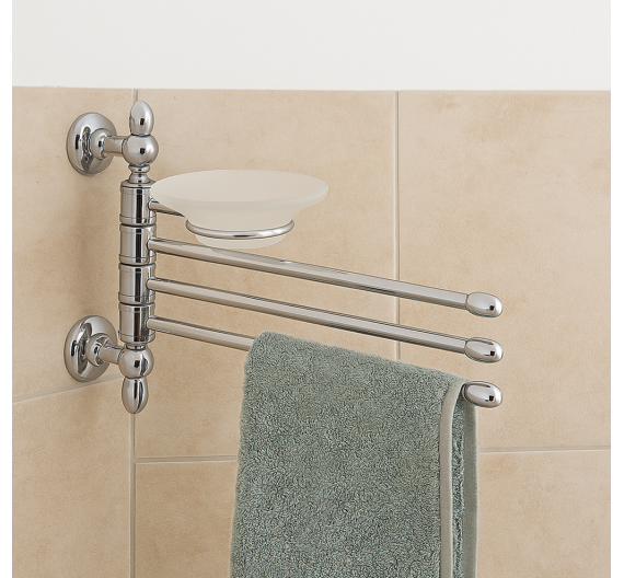 Porte articulée de lingettes pour le bidet à trois tiges avec porte de savon en verre de satin - qualité et style classique