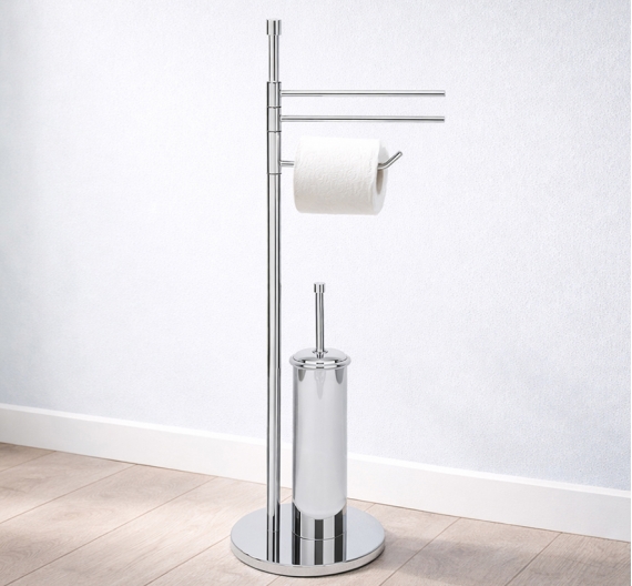 Permanent multi-usage de salle de bain avec toilette porte-balais, porte-papier et porte-serviettes, bidet-laiton