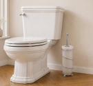 Porta scopino wc da terra-vetro satinato e ottone cromato-setola e complementi di ricambio disponibili online-arredobagno italia
