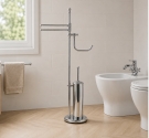 Standing toilet Brush holder, paper holder, Towel bar, Bidet, 2 Rods