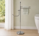 Piantana elegante per arredare il bagno due aste per salviette bidet completamente ruotabili e porta carta igienica acciaio anti