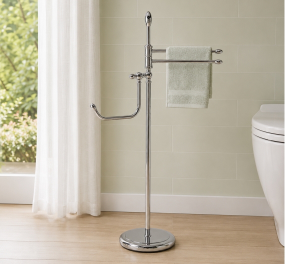 Piantana multi funzione in stile classico per bagno porta salviette e porta rotolo carta igienica qualità garantita