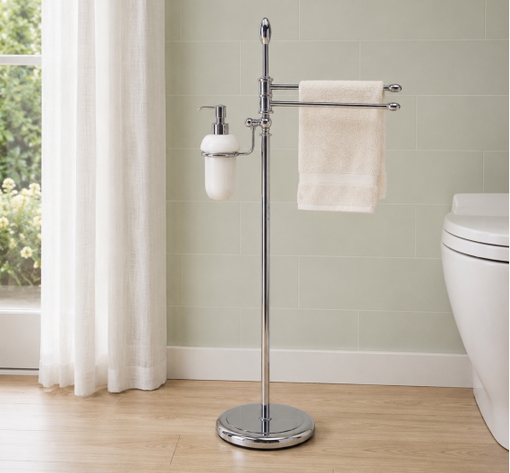 Floor-furniture planter complete with bidet wipes and quality satin glass dispenser door