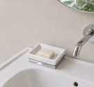 Soap holder white ceramic square bathroom sink - bathroom furniture made in Italy