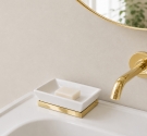 soap rectangular white ceramic support and brass chrome-product high-quality