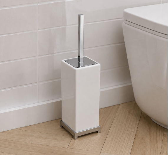 Porta scopino quadrato per wc bagno design e geometria elegante qualità 100% made in Italy e artigianale