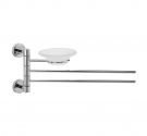 Towel bar, jointed to the two straight arms with soap dish in frosted glass-wall fastening with dowels / furniture-guaranteed