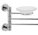 Towel bar, jointed to the two straight arms with soap dish in frosted glass-wall fastening with dowels / furniture-guaranteed