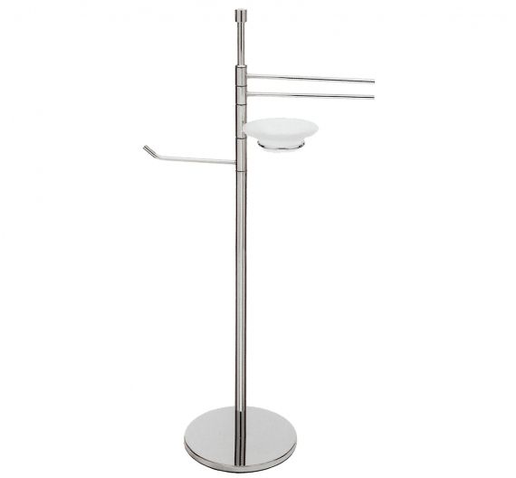 floor lamp in chromed brass roll holder, towel rack and soap in frosted glass - bathroom furniture - Italian made in tuscany