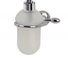 Dispenser dosatore bagno per sapone liquido-fissaggio a tasselli-vetro satinato e ottone cromato-prodotto antiruggine